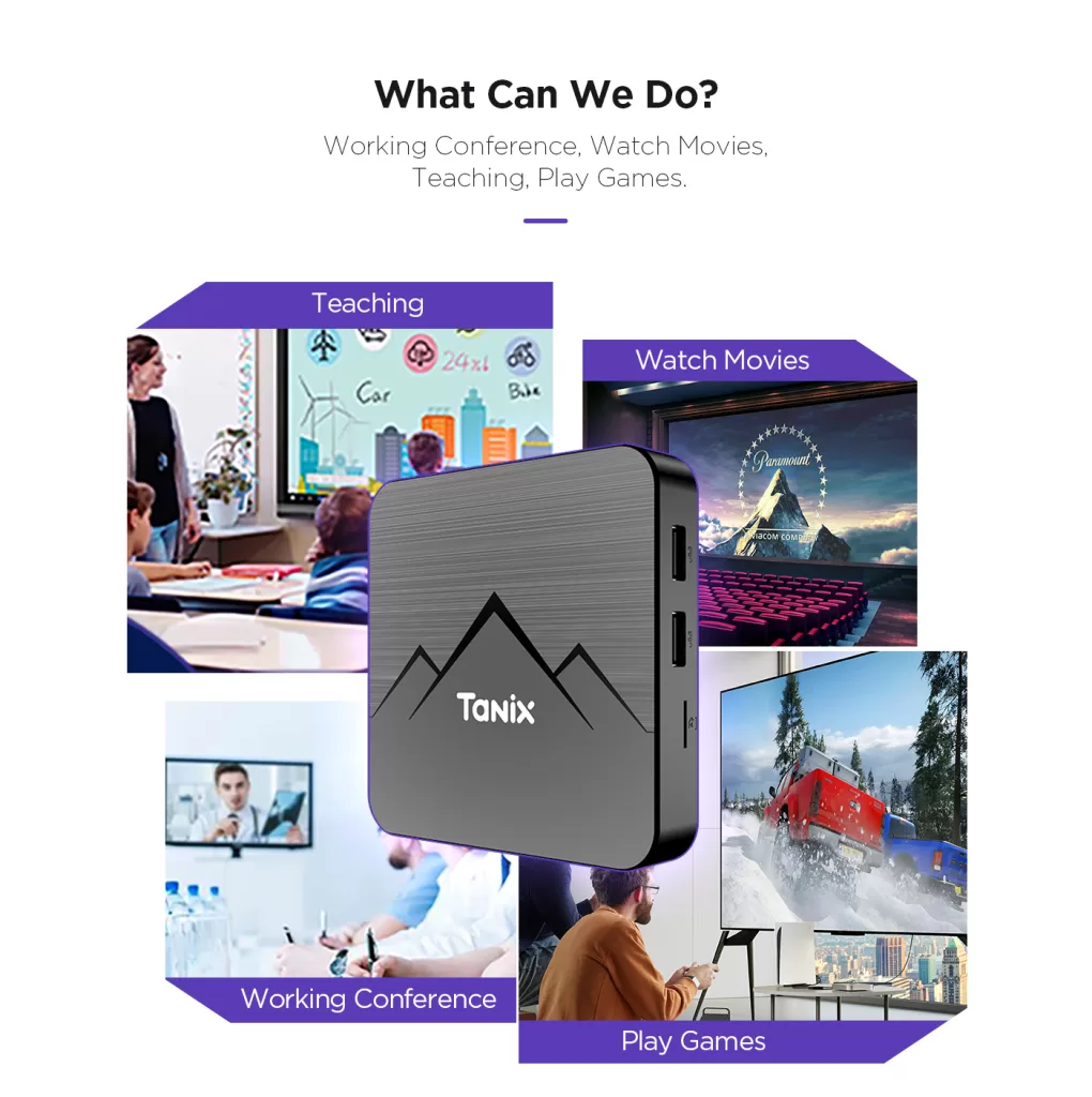 Android TV Box Amlogic Y4 Working Conference, Watch Movies, Teaching, Play Games.